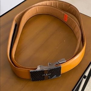 Men's Size 44 burnt Orange Leather Pin Buckle Belt